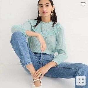 BNWT NEW J.Crew shop Crinkle-chiffon V-detail Blouse top madewell LARGE!